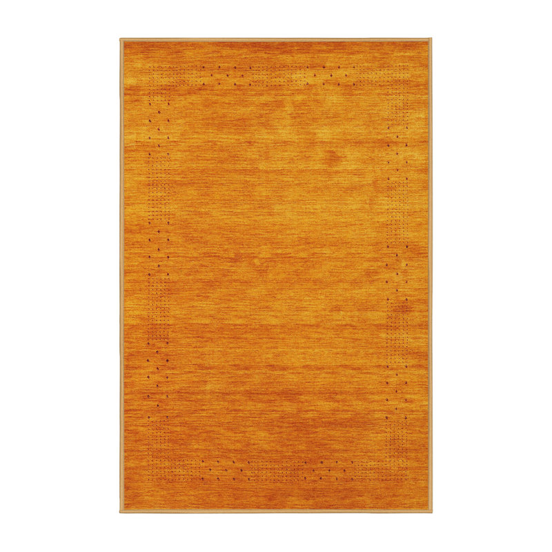 Tapis de zone jaune contemporaine, Rectangle 5 pi x 7 pi