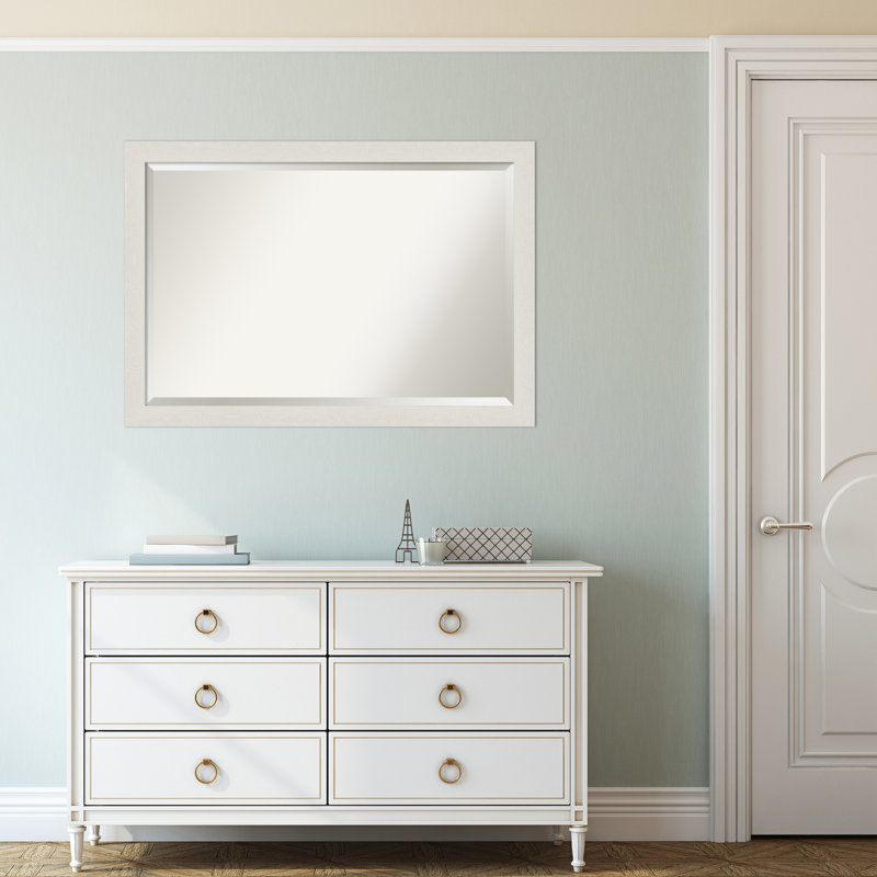 Akhia Narrow Beveled Wall Mirror, 27" x 39", Rustic Plank Gray