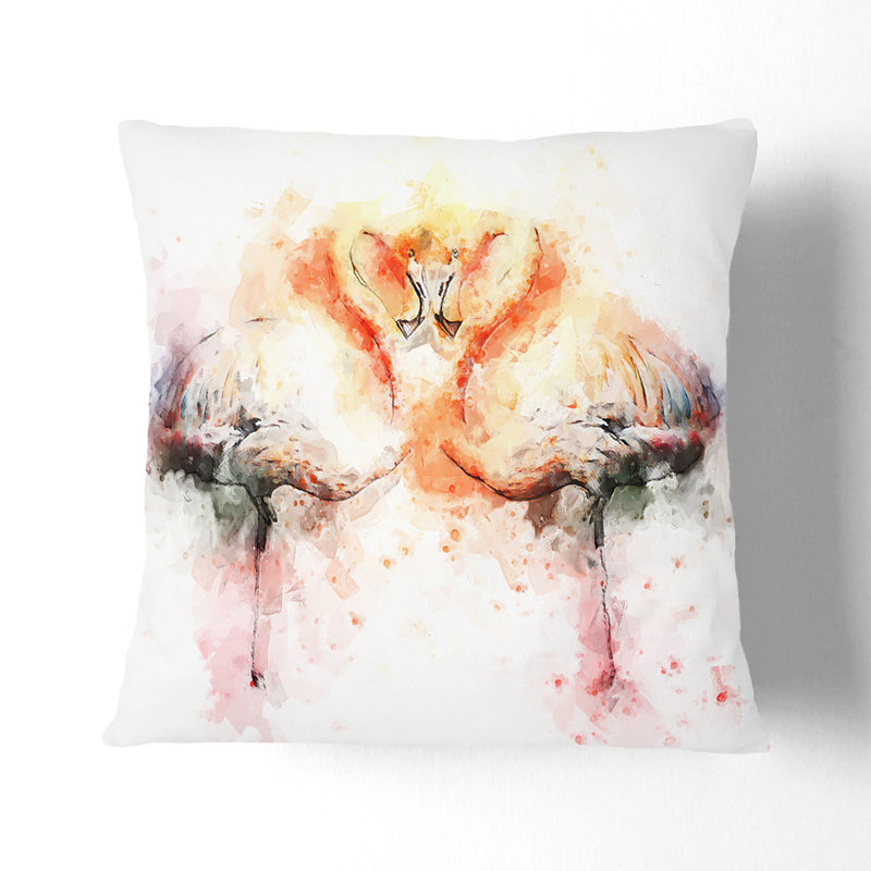 Pink Flamingo Cushion with Filling, 40cm H x 40cm W x 15cm D, Black