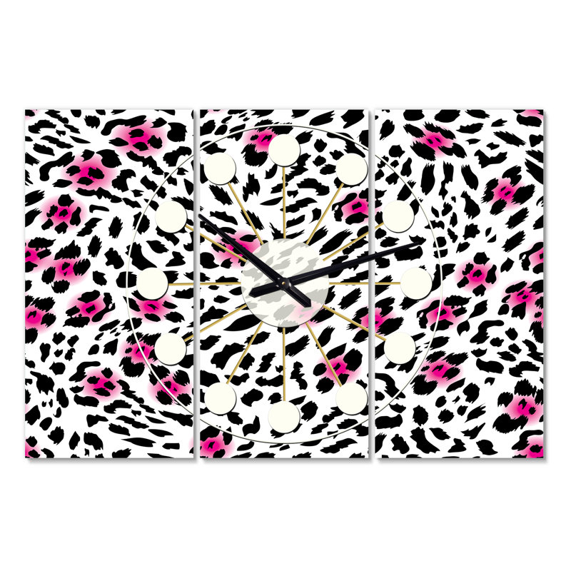 Horloge murale surdimensionnée glam leopard Mid-Century