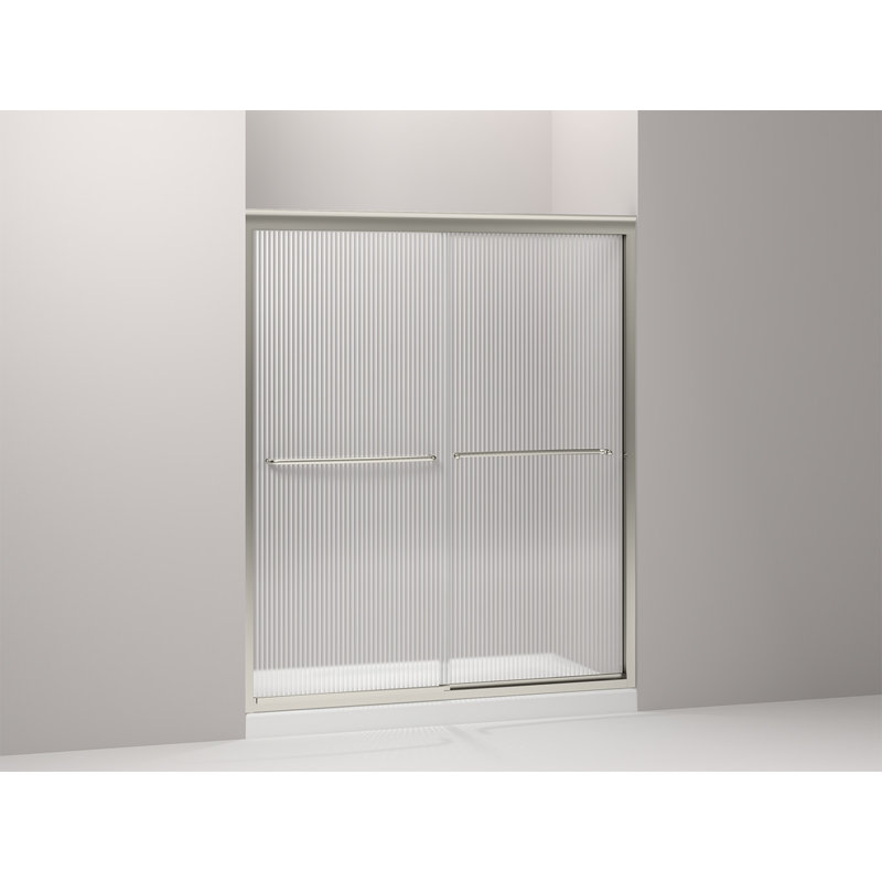 Fluence Frameless Bypass Sliding Shower Door, Matte Nickel, 70.31" x 47.63", Clear