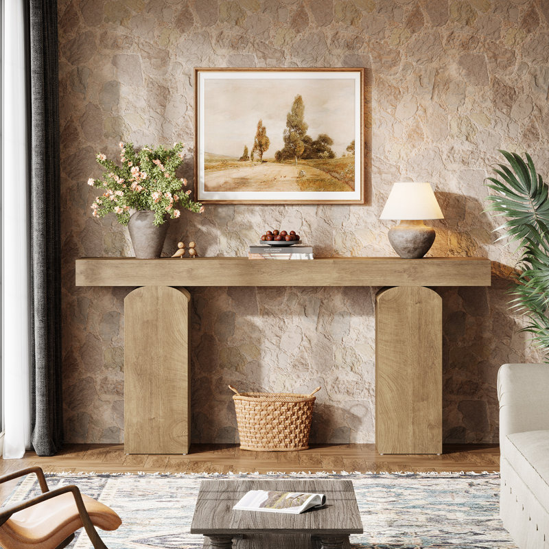 63" Long Entryway Table, Farmhouse Console Table, Natural