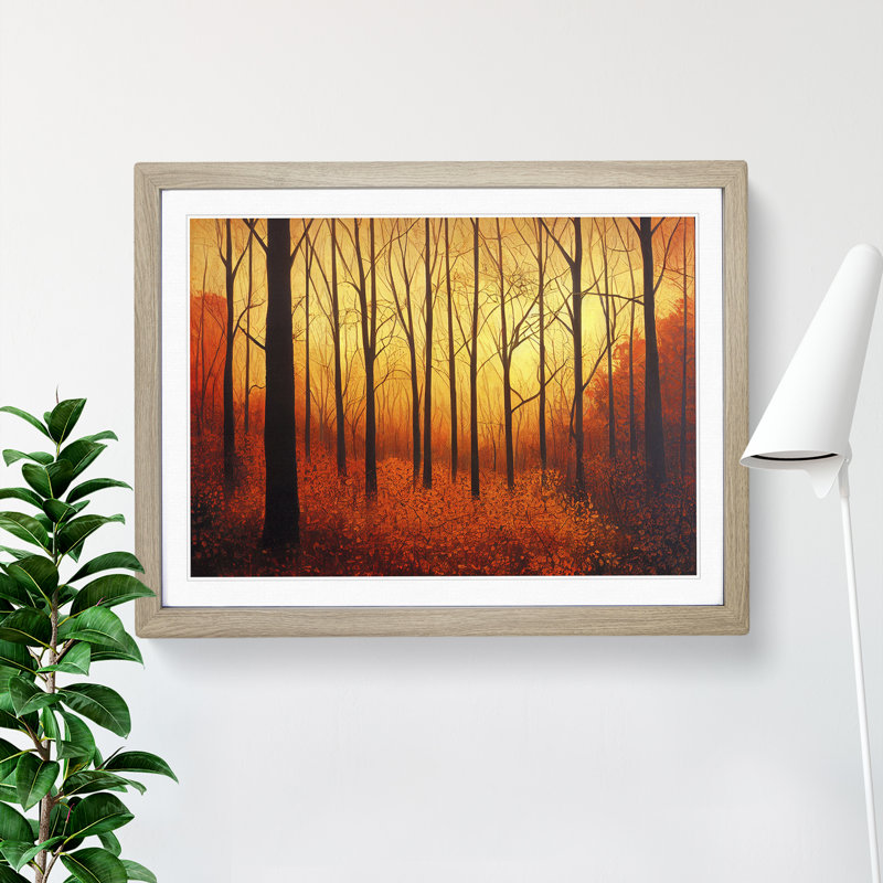 An Autumn Forest Sunrise Vol.2 - Framed Print, Oak, 46cm H x 64cm W x 2cm D
