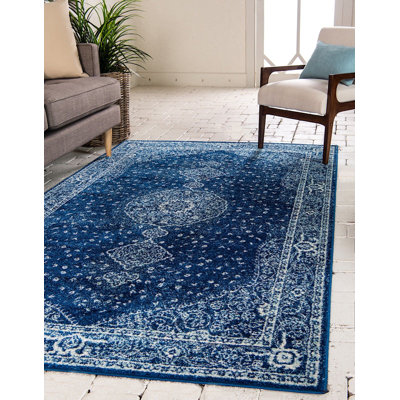 Tapis bleu marine Rizo Pat