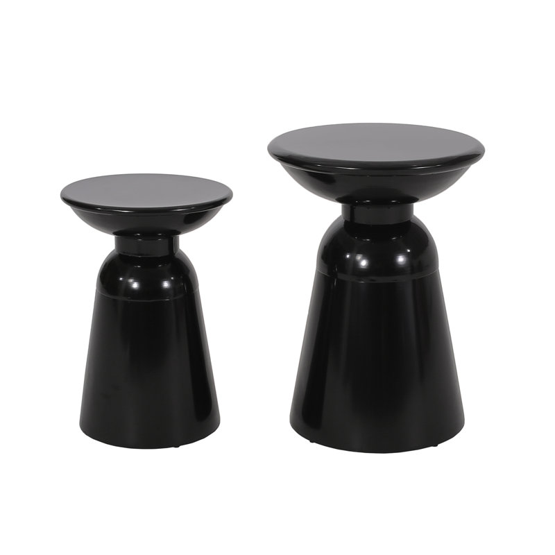 Serenita Outdoor Iron Side Tables With Flared Design(Only Including Table), Black