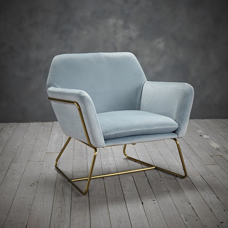 Velvet Armchair, Gold, Blue