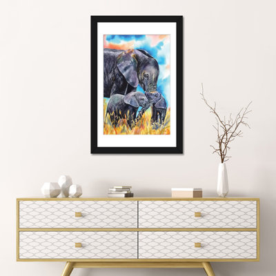 « éléphant maman & veaux », reproduction sur toile