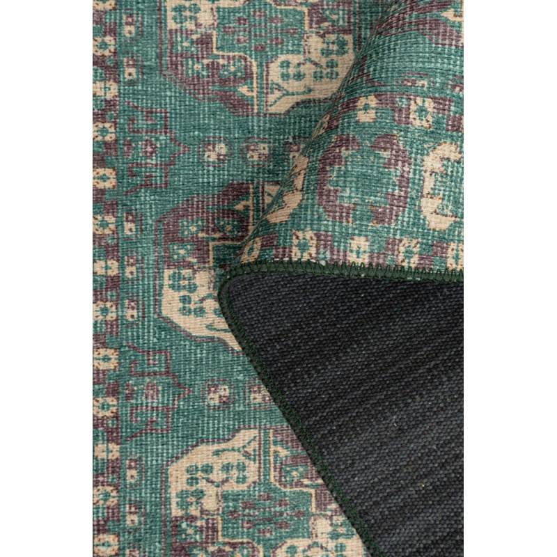 Tapis vert à motif tissé en chenille Lucien, Carré 6 pi 11 po
