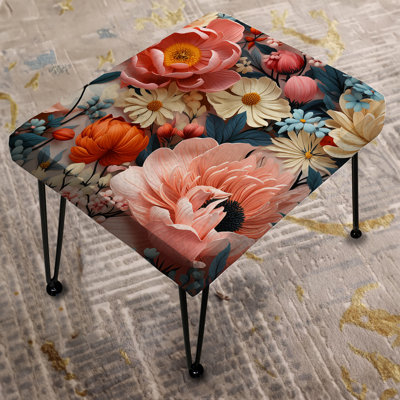Collage Of Scarlet Blooms - Eclectic Rectangle Ottoman