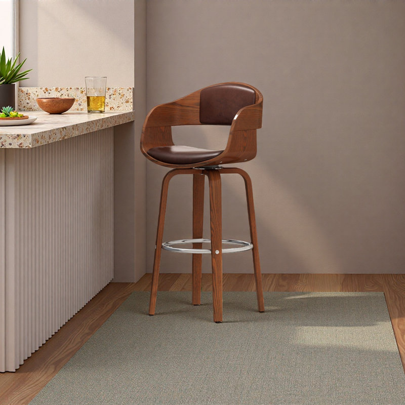 Tabouret de bar pivotant de 30,25 po, Marron foncé, 1