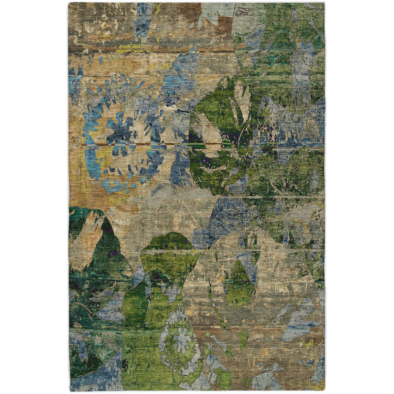 Premium Machine Washable Dream Shag ADS555 Abstract Fauna Rug, Taupe, 5' x 7'6"