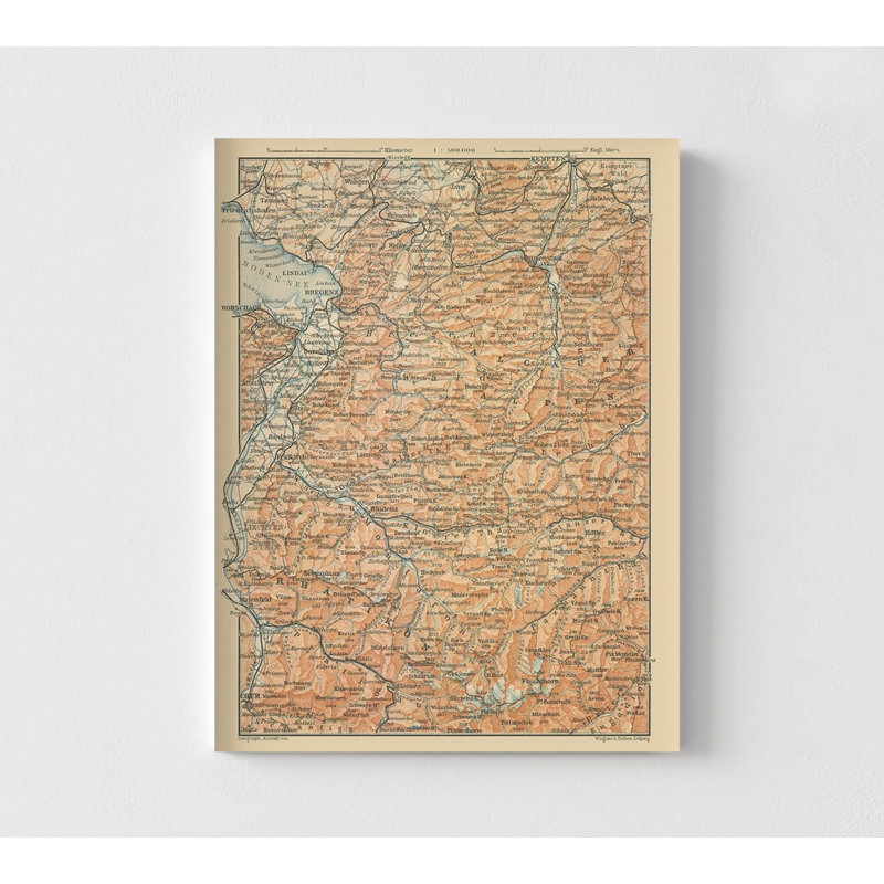 Europe, Allgau, Allemagne, Allemagne, ancienne carte des Alpes, affiche européenne antique, affiche murale, Alpes