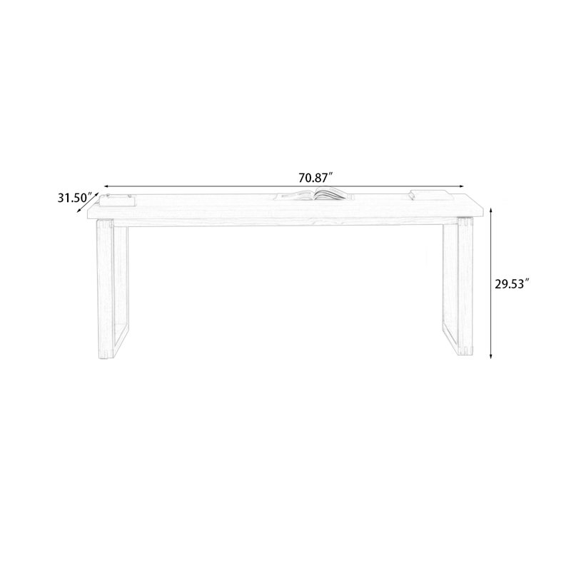 Burlywood Rectangular Solid Wood Dining Table, 29.53"H x 70.87"L x 31.5"W