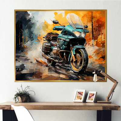 «Watercolor Motclecle Path», art mural sur toile