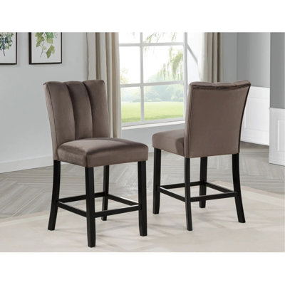 Cedar Brown Upholstered Counter Height Chair (Set Of 2) For Kitchen Dining Room