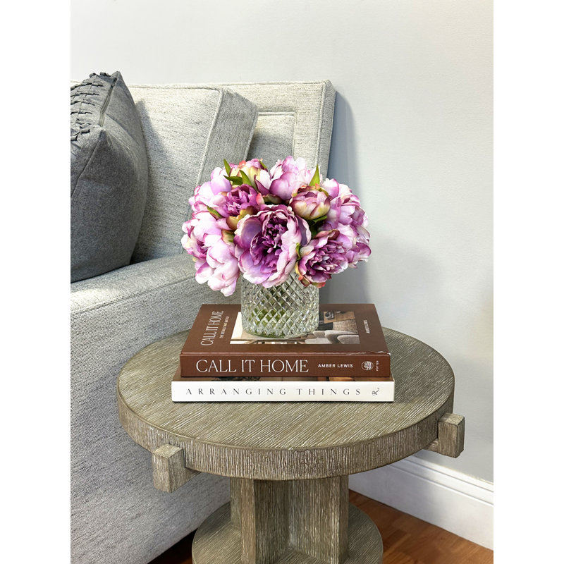 Peony Flowers In A Glass Vase