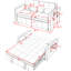 Lit gigogne escamotable de 55,5 po, 2 places avec poches latérales, coussins réglables et lombaires pour appartement, bureau, salon, canapé-lit en velours beige, coussins, thème de bureau-1684929183