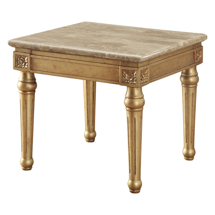 Table de bout carrée de 26 po avec plateau en marbre naturel Apollonio