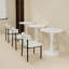 Table de salle à manger ronde à effet marbre blanc, base piédestal, style Mid-Century moderne, sièges 2-4, 27,6 W