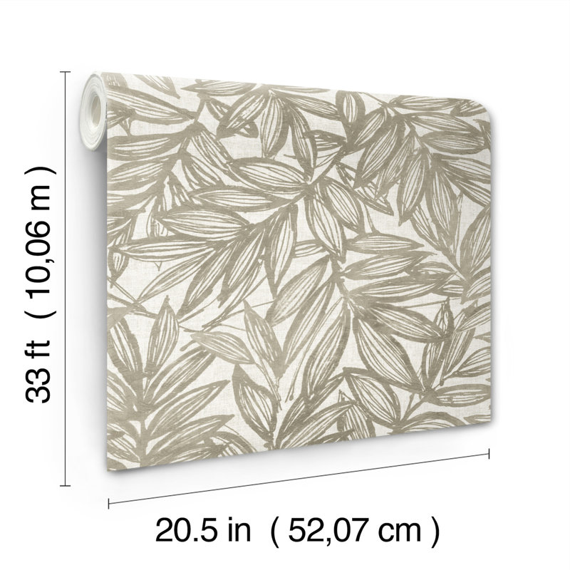Rhythmic Taupe Leaf Wallpaper, Brown