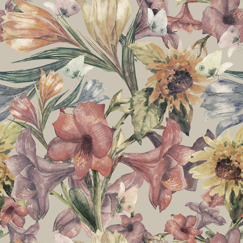Panneau de papier peint adhésif rétro L 10,4 pi x l 25 po Vintage Floral