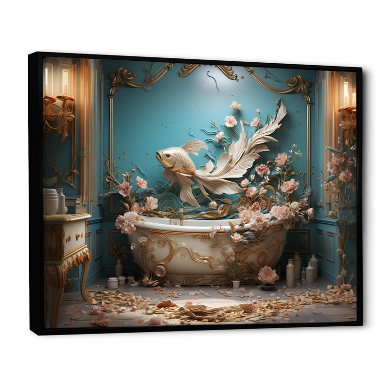 " Bathroom Deco I ", 24" H x 32" W x 1" D, Black Floater Framed