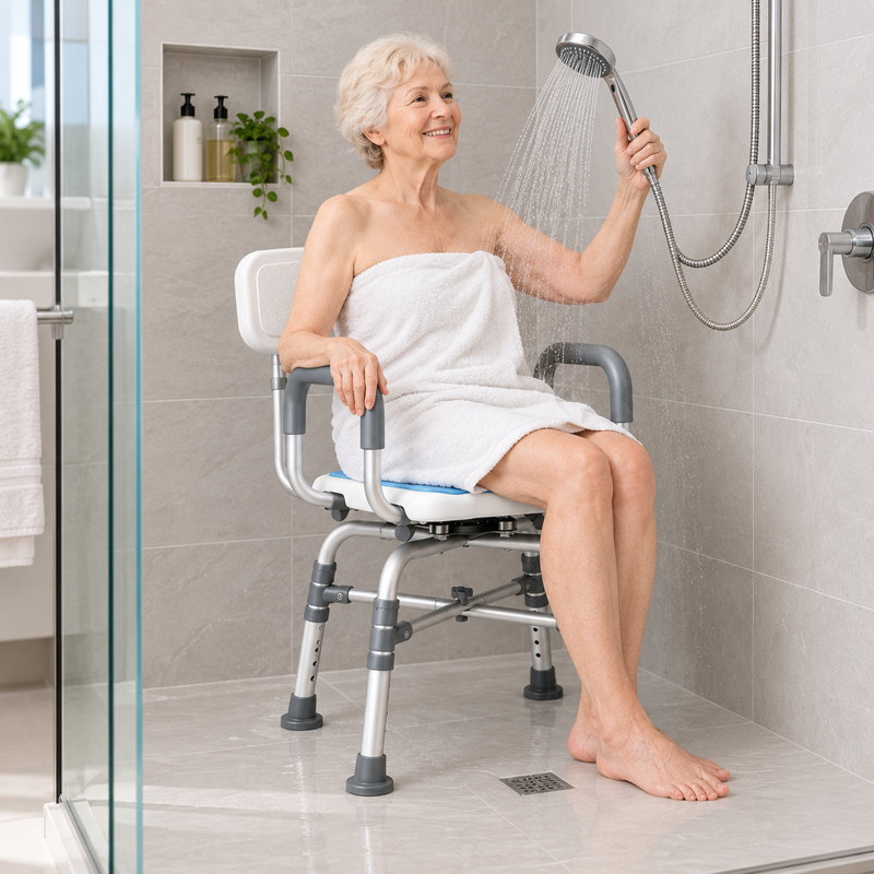 Shower Chair with Arms and Back, 400lbs