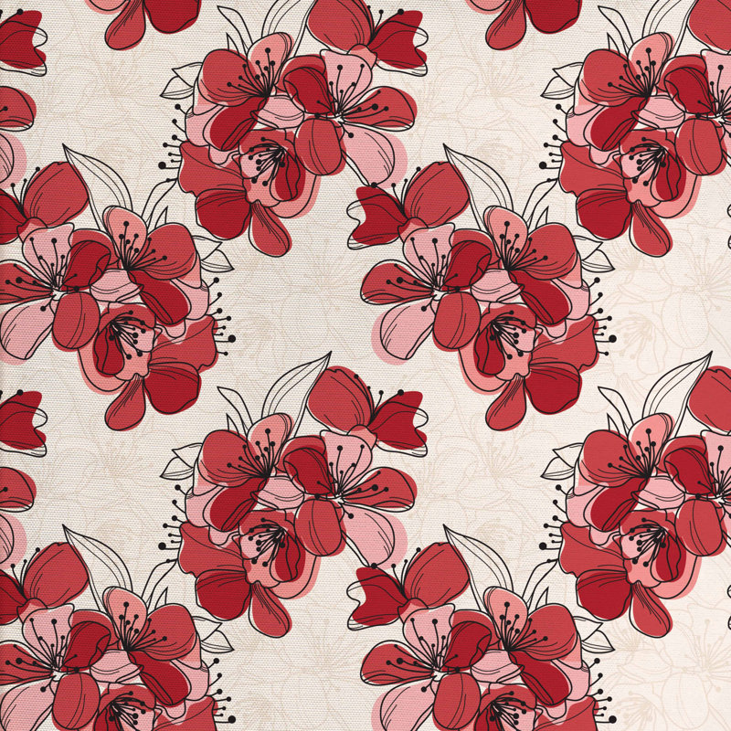 Tissu fleur de cerisier japonais, l 58 po x L 180 po