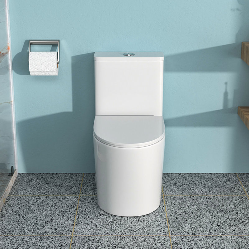 Toilette de salle de bain avec cuvette brute de 12 po, céramique blanche, chasse double 1,1 / 1,6, jet siphon, carte 800G, siège à fermeture en douceur, toilette hygiénique en céramique, chasse d'eau silencieuse et efficace