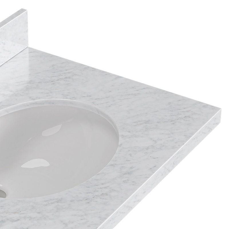 ARIEL Monroe 72 Double Sink Bathroom Vanity with Carrara Quartz Top, Oak, 72" - 73", Italian Carrara Marble