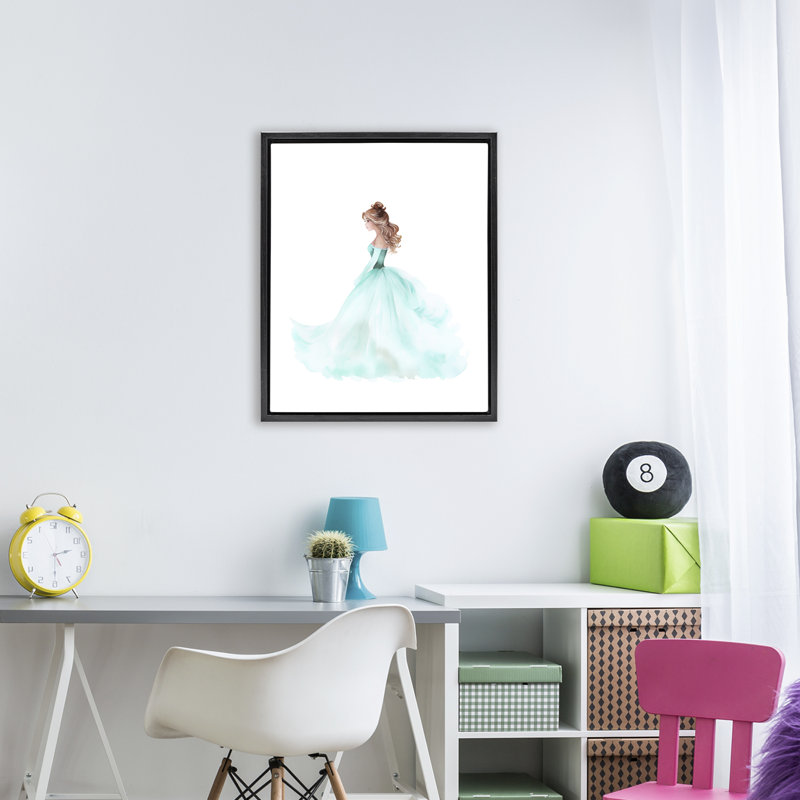 Cadre flottant Blue Princess, par Christine Simpson Art, H 31 po x l 25 po, Cadre flottant noir de jais