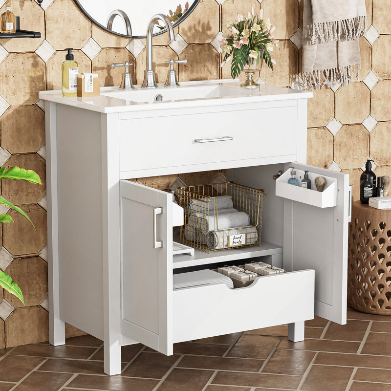 Meuble-lavabo de 30 po avec lavabo en céramique et grand rangement - le choix parfait pour les petites salles de bain