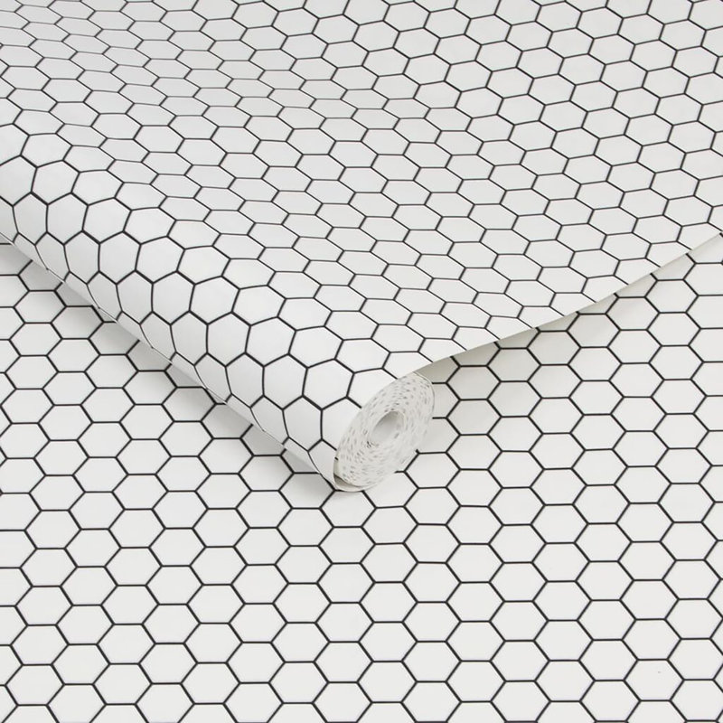 Geometric Vinyl Peel & Stick Wallpaper Double Roll, White