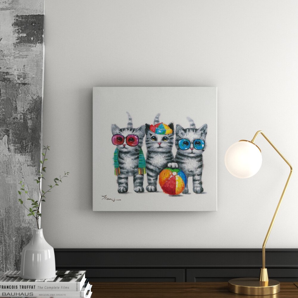 Cats Playing II Grafischer Kunstdruck auf Leinwand