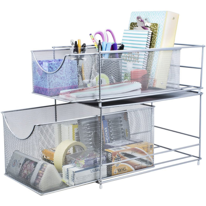 Sorbus Silver Mesh Steel Cabinet Organizer Drawer
