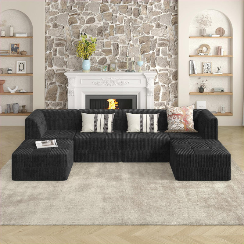 Canapés modulaires | Divan-lit convertible moderne et minimaliste, peu encombrant pour le salon | Noir | Mousse