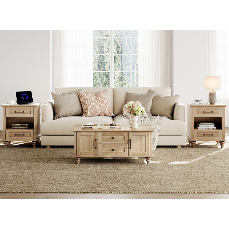 3 - Piece Living Room Table Set, Oak/Oak