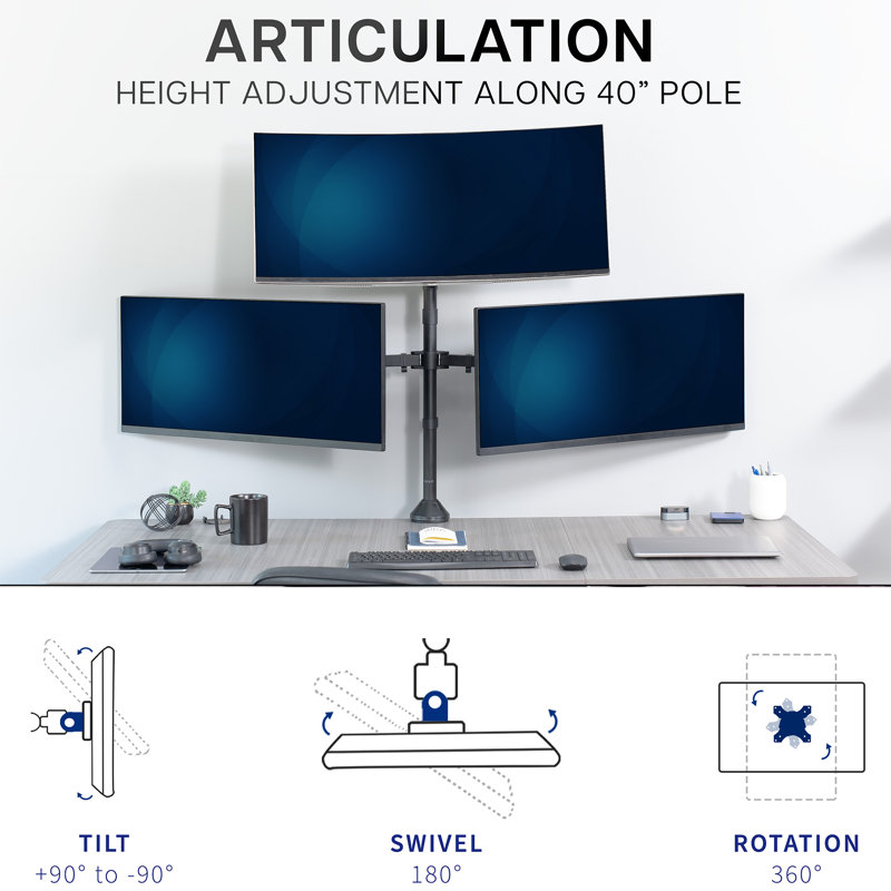 Support pour écran de bureau ultra haut télescopique 27 "à 38" VIVO