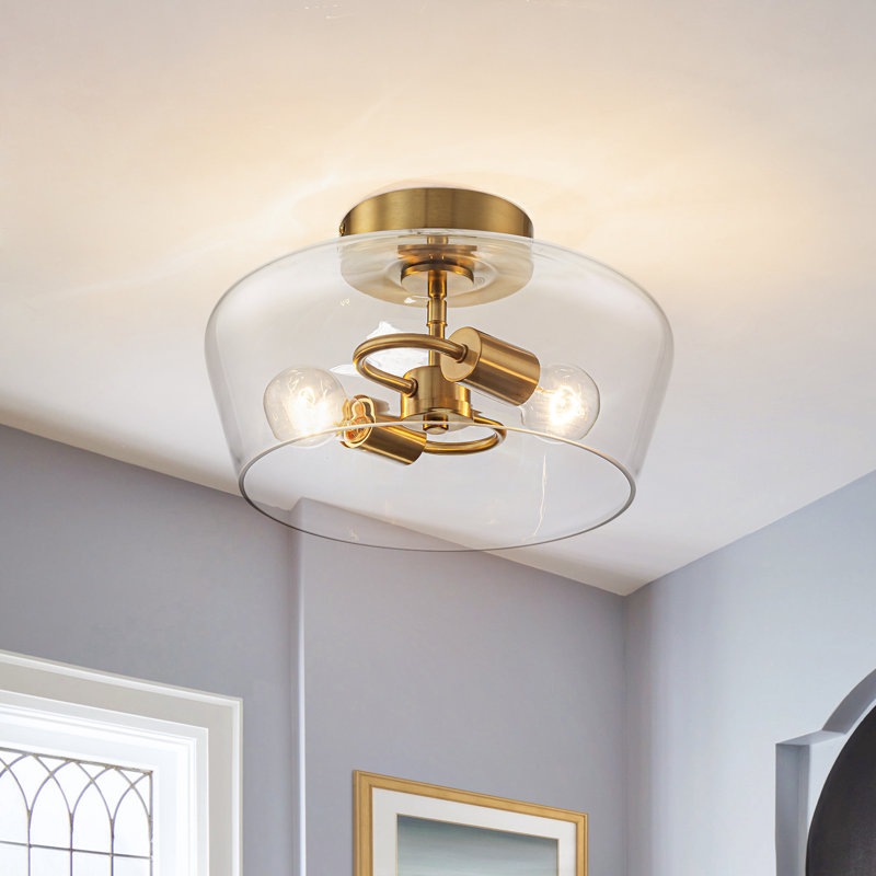 2-Light Clear Bowl Glass Flush Mount