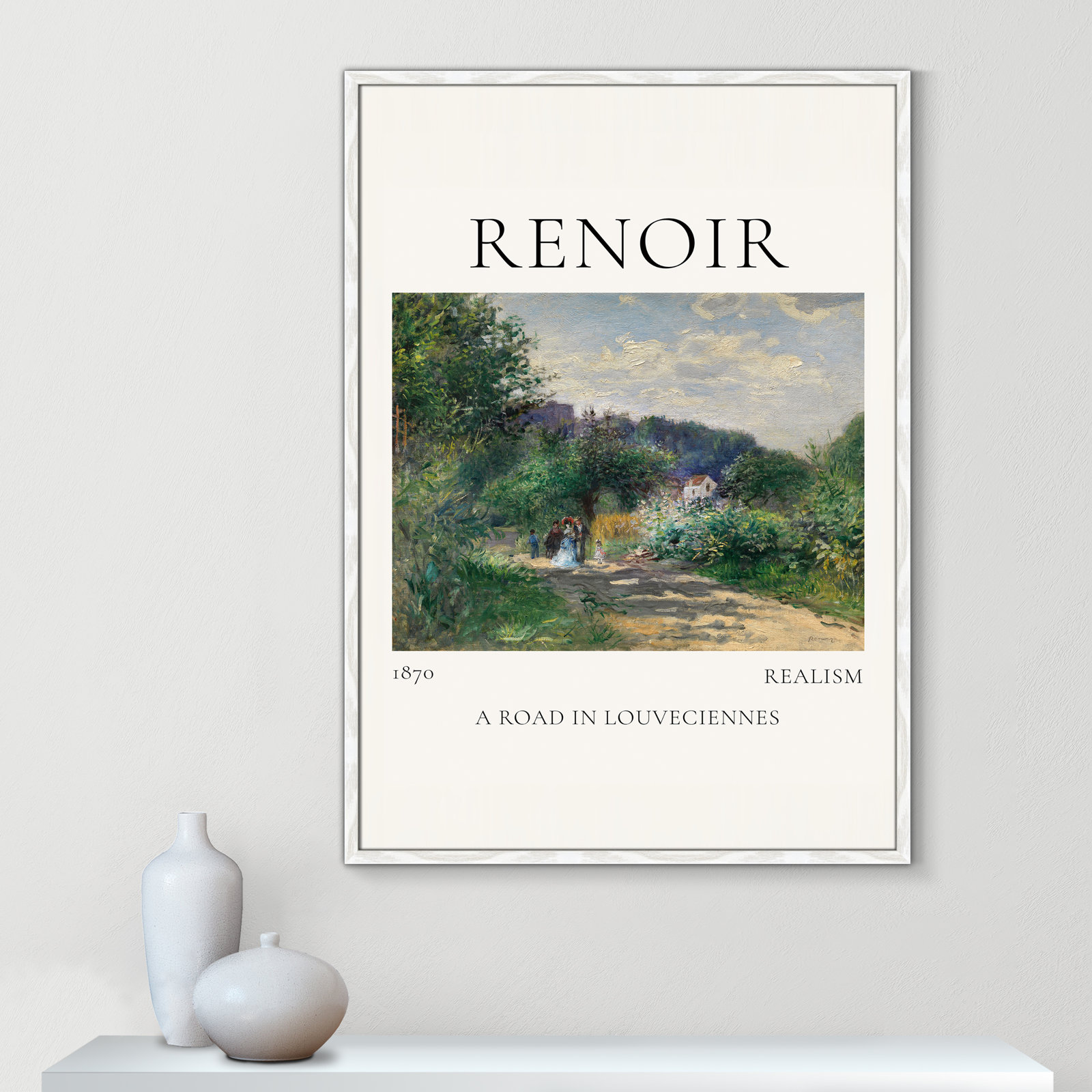 Rocchetto "A Road in Louveciennes" Print, White Single Picture Frame, No, 41.5" H x 29.5" W x 0.75" D