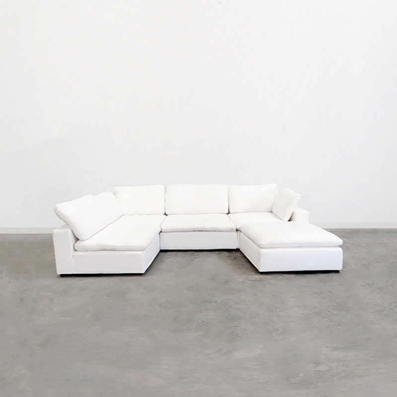Canapé moderne modulaire 5 places Harper, H 33,05 po x l 70,05 po x P 105,05 po, Blanc
