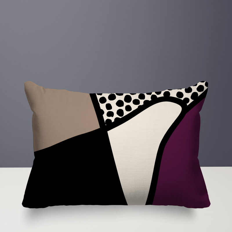 Coussin lombaire réversible intérieur / extérieur Jai Abstract, H 14 po x l 20 po, Mauve