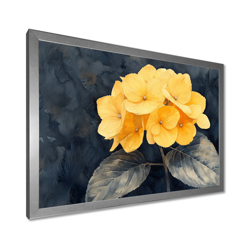 Hirsch - Floral Large Wall Art, Single Picture Frame Print without Mat, Silver, 30" H x 40 W