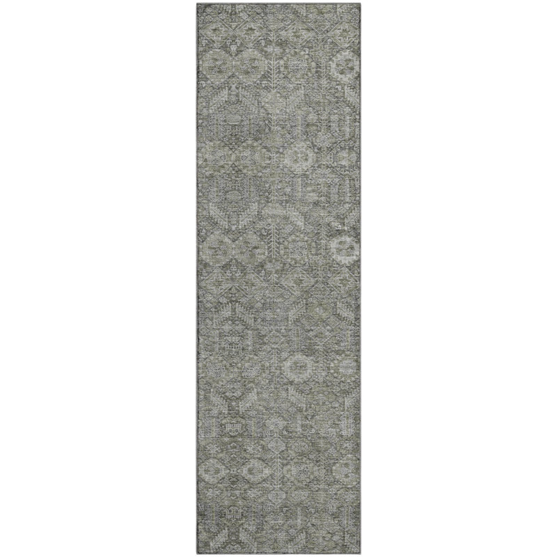 Premium Machine Washable Cerrito AMF574 Gray Rug, Runner 2'3" x 7'6"