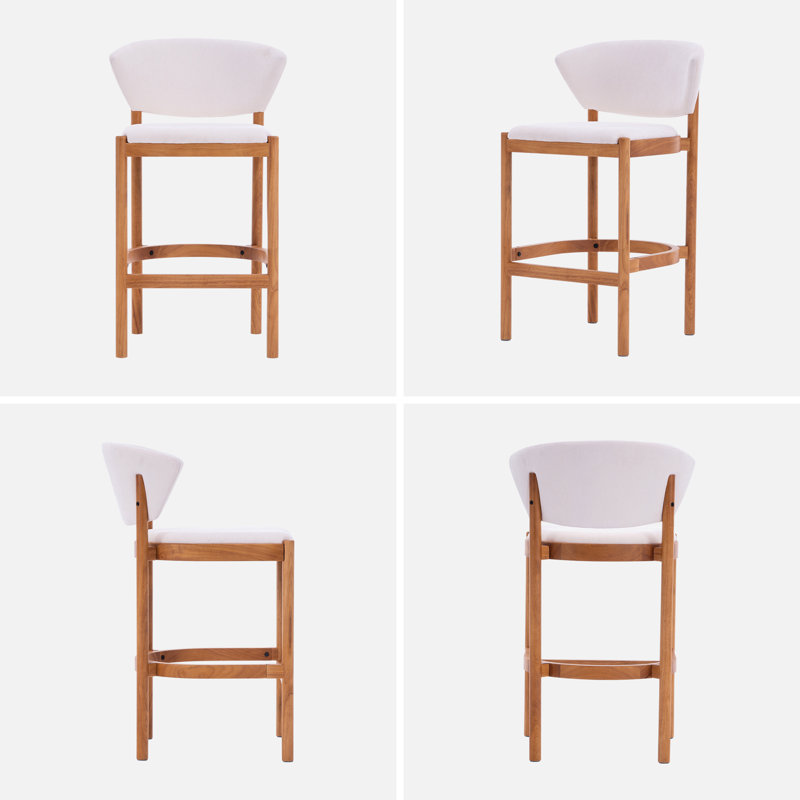 Tabouret de bar rembourré de 66 cm (26 po) de hauteur, avec cadre en bois massif, 4