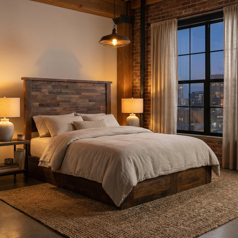 Fireside Lodge Barnwood Americana Platform Bed - Cal King, California King