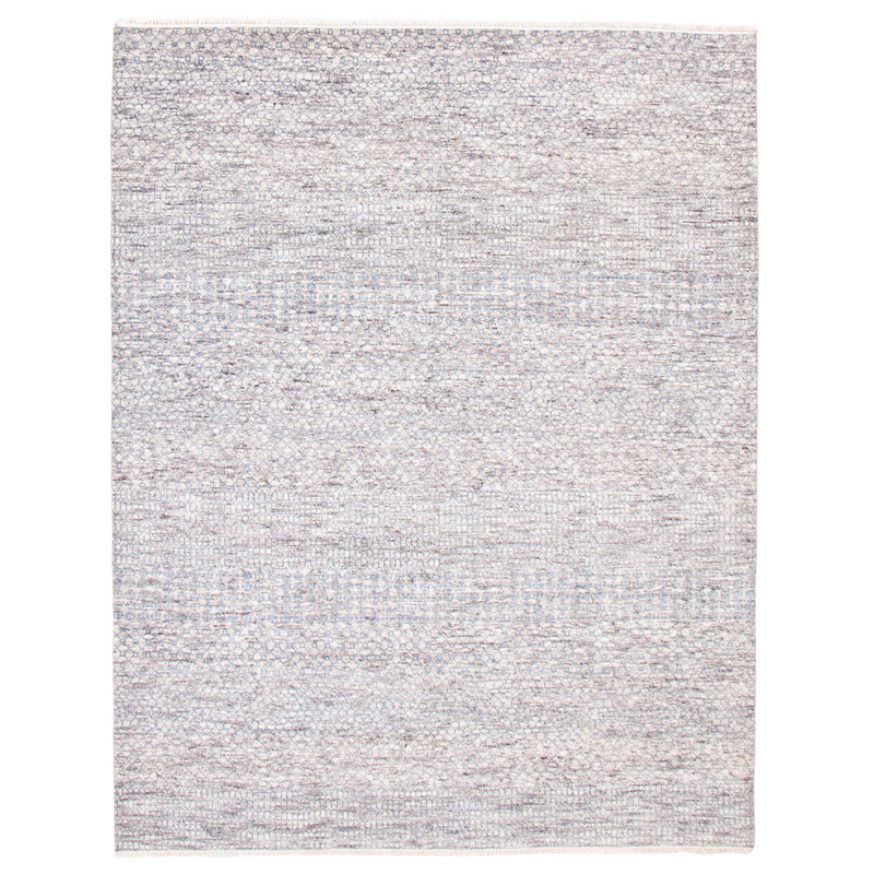 Tapis unique en laine noué à la main gris nouvel âge 8 pi x 10 pi 1 po Tenina