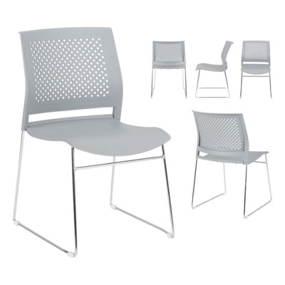 Chaise empilable en métal avec dossier perforé