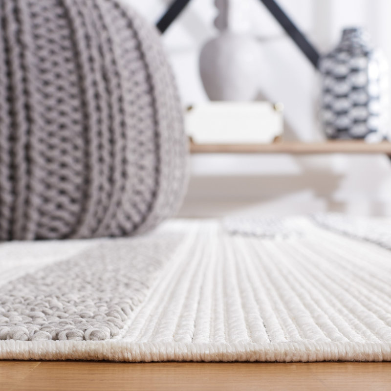 Tapis gris tissé à la machine à motif géométrique, Rectangle 9 pi x 12 pi