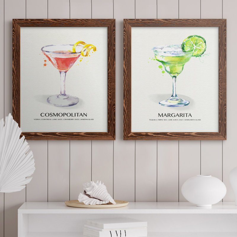 Cosmopolitan - Cadre photo 2 pièces, publicités sur toile, H 37,5 po x l 27,5 po x P 1 po, Cadre en érable
